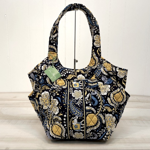 NWT Vera Bradley Side By Side Ellie Blue Shoulder Tote - Picture 2 of 10
